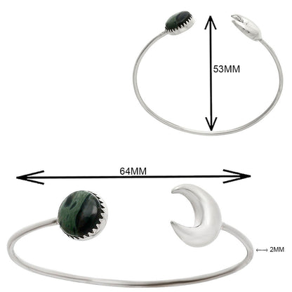 Premium Crescent Moon Spider Web Obsidian Cuff Bangle Bracelet B-1046 58-EB10582