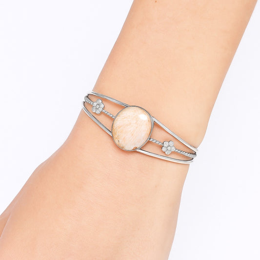 Premium Quality Orange Scolecite - India Cuff Bangle Bracelet B-1012 58-EB10588