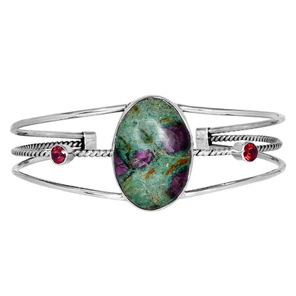 Premium Ruby-In-Fuchsite & Garnet Cuff Bangle Bracelet B-1011 58-EB10591