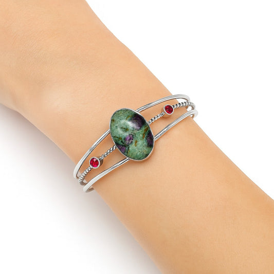 Premium Ruby-In-Fuchsite & Garnet Cuff Bangle Bracelet B-1011 58-EB10591
