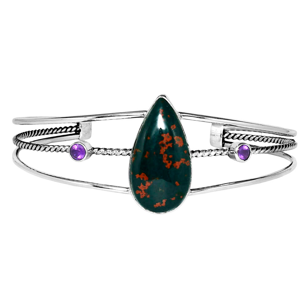 Premium Blood Stone & Amethyst Cuff Bangle Bracelet B-1011 58-EB10592