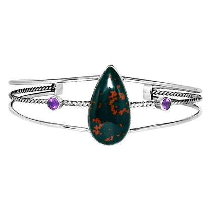 Premium Blood Stone & Amethyst Cuff Bangle Bracelet B-1011 58-EB10592