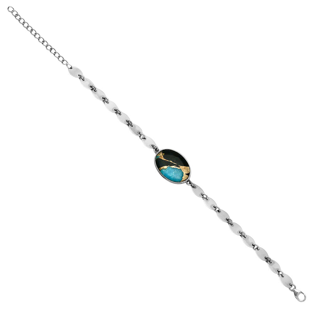 Premium Quality Shell In Black Blue Turquoise Bracelet B-1044 58-EB10594