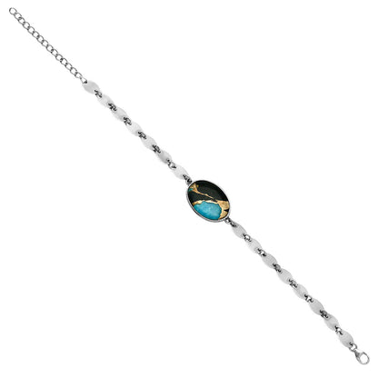 Premium Quality Shell In Black Blue Turquoise Bracelet B-1044 58-EB10594