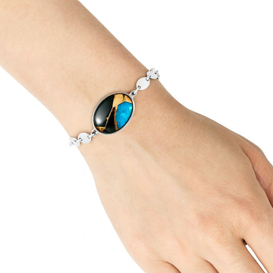 Premium Quality Shell In Black Blue Turquoise Bracelet B-1044 58-EB10594