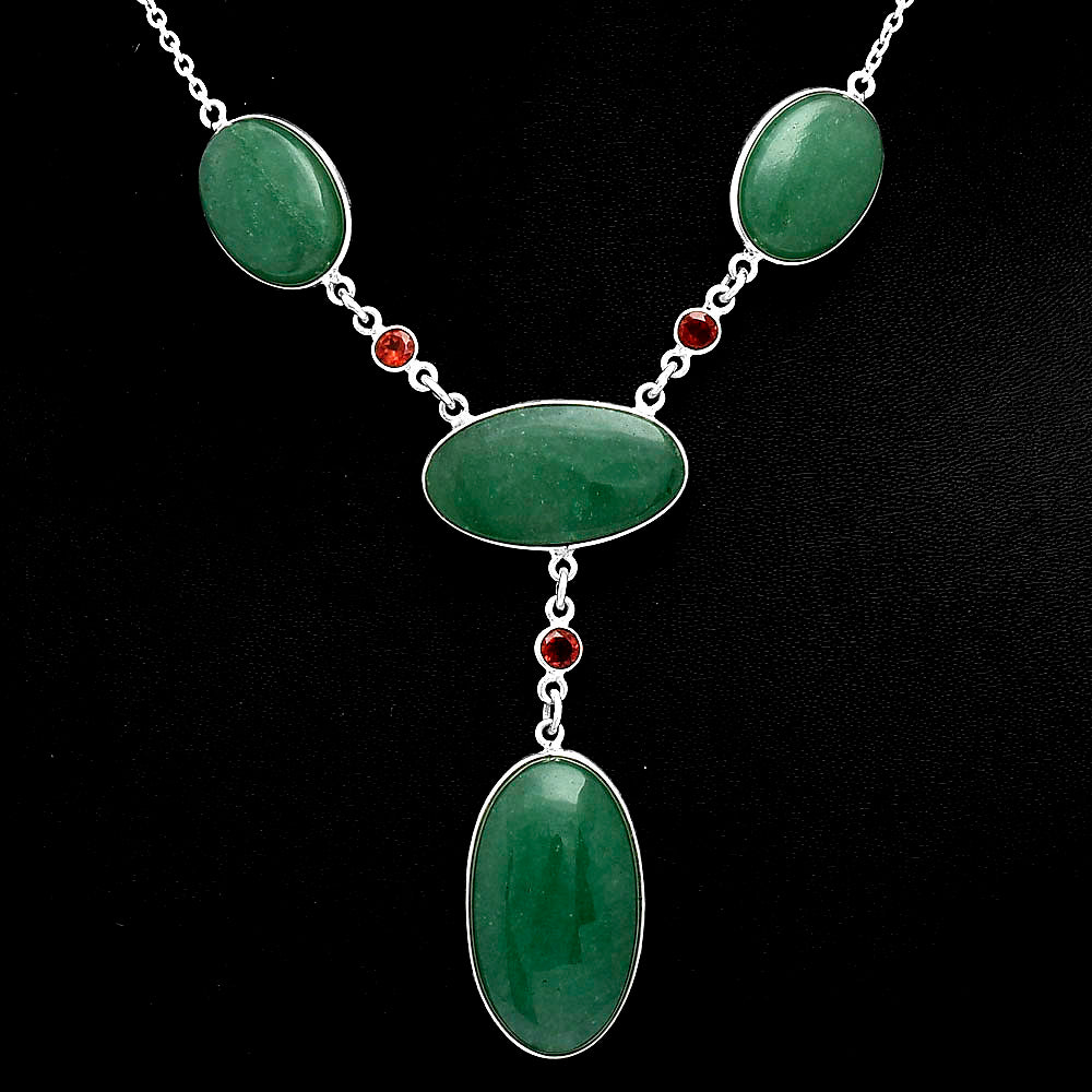 Premium Quality Green Aventurine & Garnet Necklace N-1023 58-EN10169