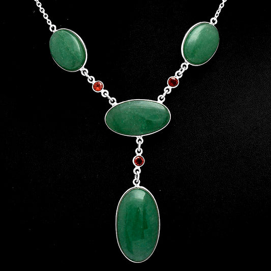 Premium Quality Green Aventurine & Garnet Necklace N-1023 58-EN10169
