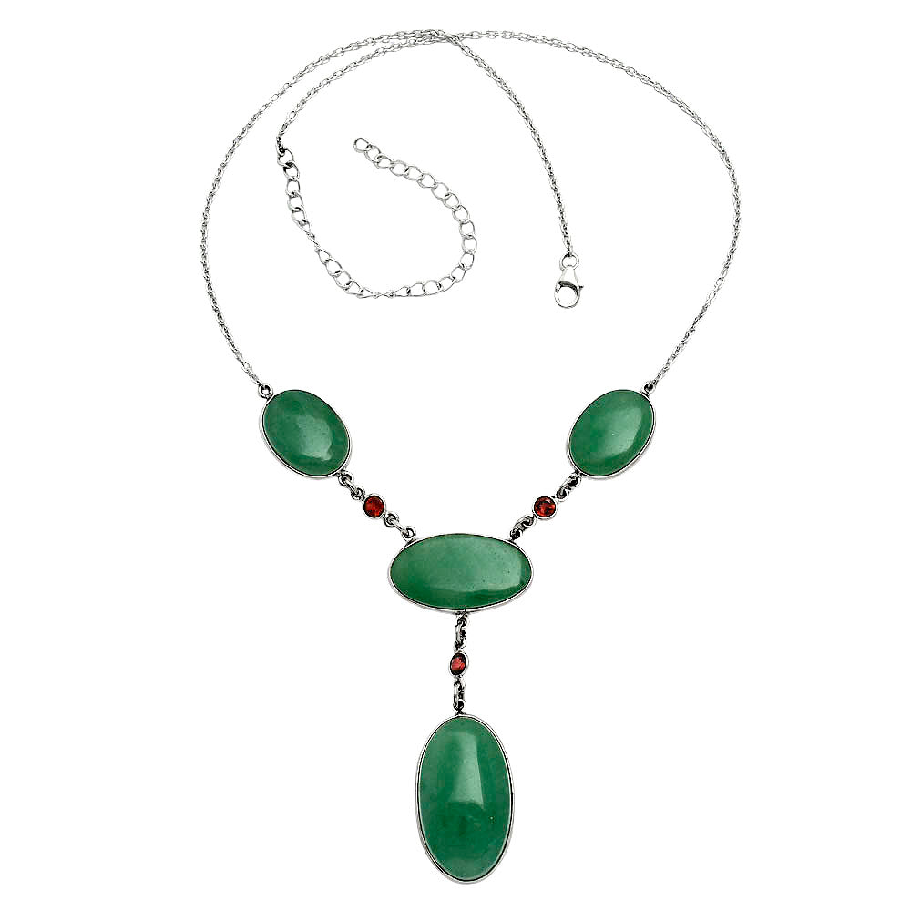 Premium Quality Green Aventurine & Garnet Necklace N-1023 58-EN10169