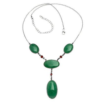 Premium Quality Green Aventurine & Garnet Necklace N-1023 58-EN10169
