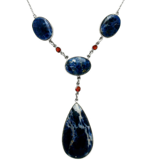 Premium Quality Sodalite & Garnet Necklace N-1023 58-EN10170