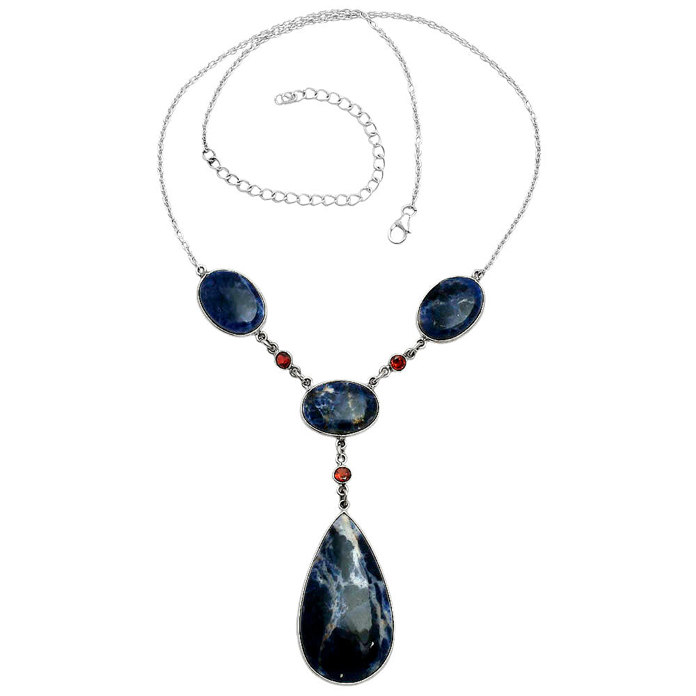 Premium Quality Sodalite & Garnet Necklace N-1023 58-EN10170