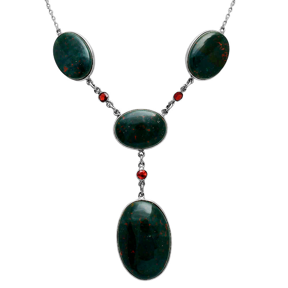 Premium Quality Blood Stone - India & Garnet Necklace N-1023 58-EN10172