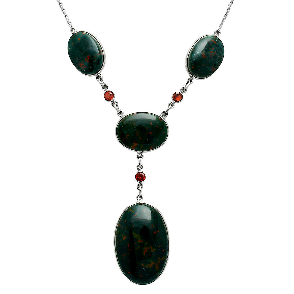 Premium Quality Blood Stone - India & Garnet Necklace N-1023 58-EN10173