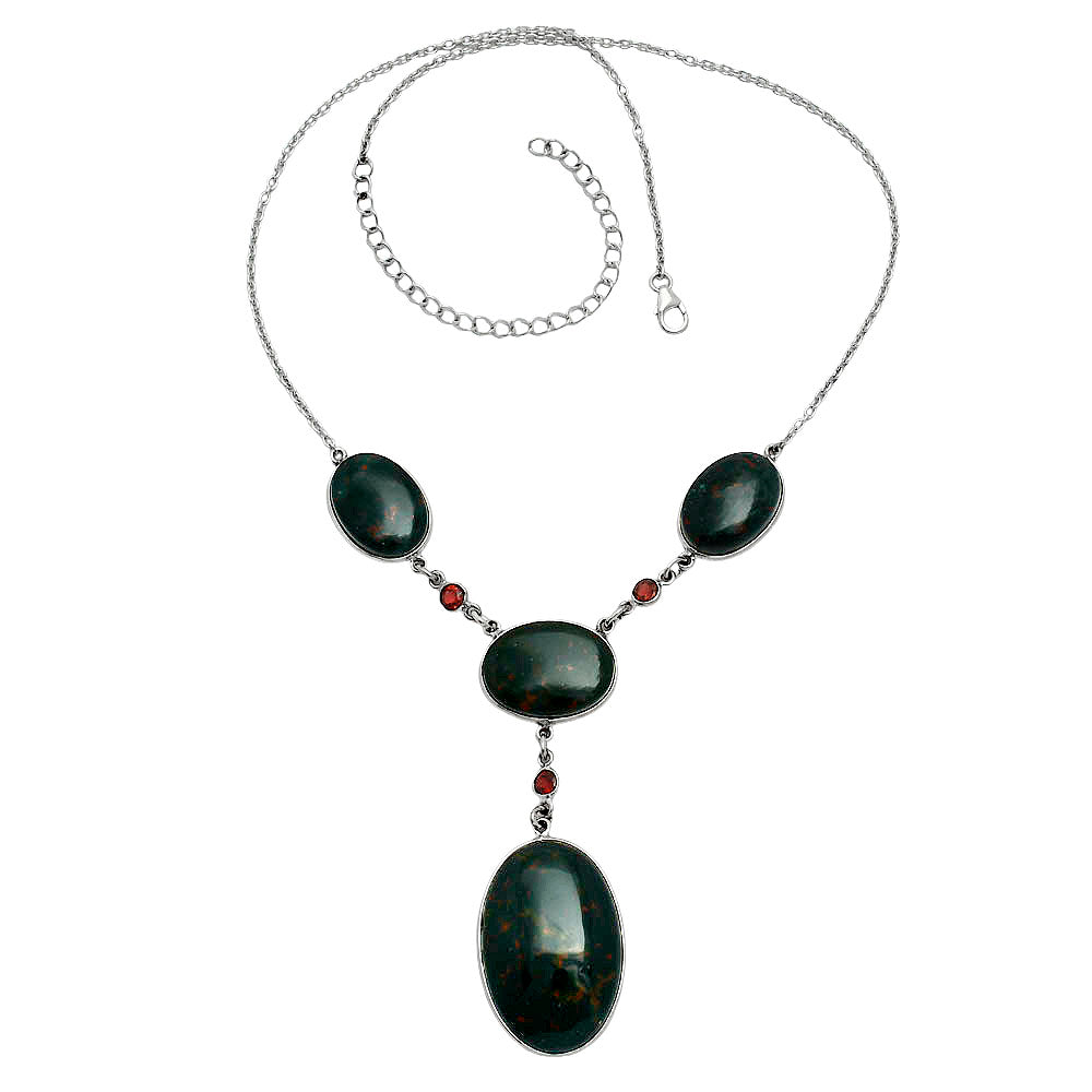 Premium Quality Blood Stone - India & Garnet Necklace N-1023 58-EN10173