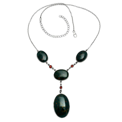 Premium Quality Blood Stone - India & Garnet Necklace N-1023 58-EN10173