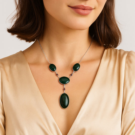 Premium Quality Blood Stone - India & Garnet Necklace N-1023 58-EN10173