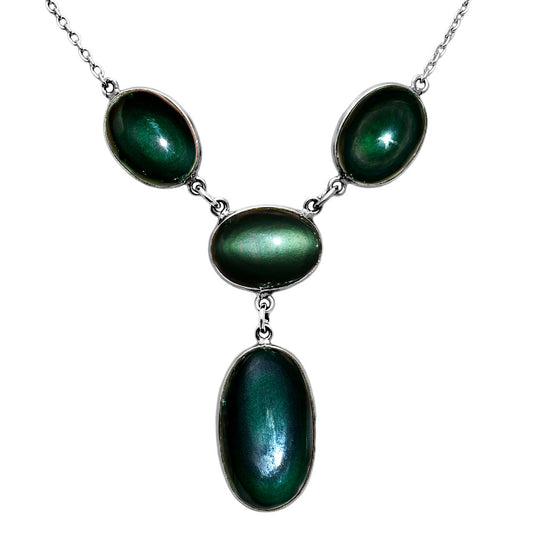Premium Quality Natural Obsidian Eye Necklace N-1013 58-EN10176
