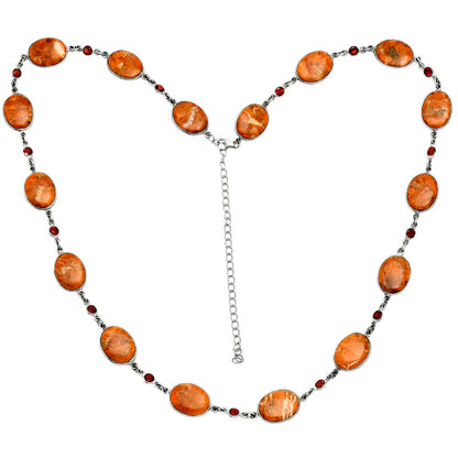 Premium Quality Red Sponge Coral & Garnet Necklace N-1024 58-EN10183