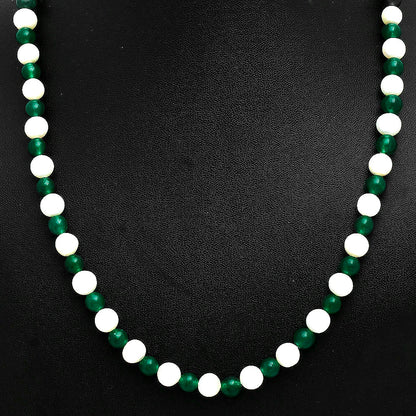 Premium Quality Nephrite Jade & Pearl Beaded Necklace N-1025 58-EN10191