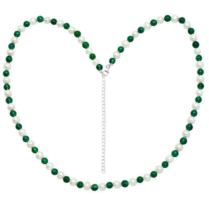 Premium Quality Nephrite Jade & Pearl Beaded Necklace N-1025 58-EN10191