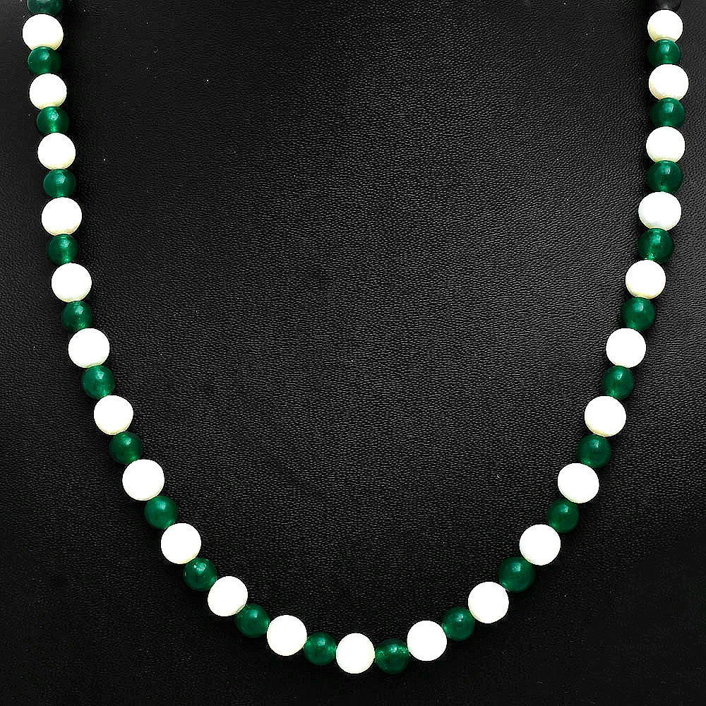 Premium Quality Nephrite Jade & Pearl Beaded Necklace N-1025 58-EN10192