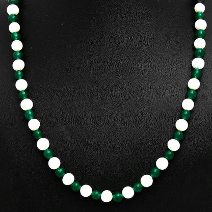 Premium Quality Nephrite Jade & Pearl Beaded Necklace N-1025 58-EN10192