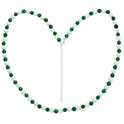 Premium Quality Nephrite Jade & Pearl Beaded Necklace N-1025 58-EN10192