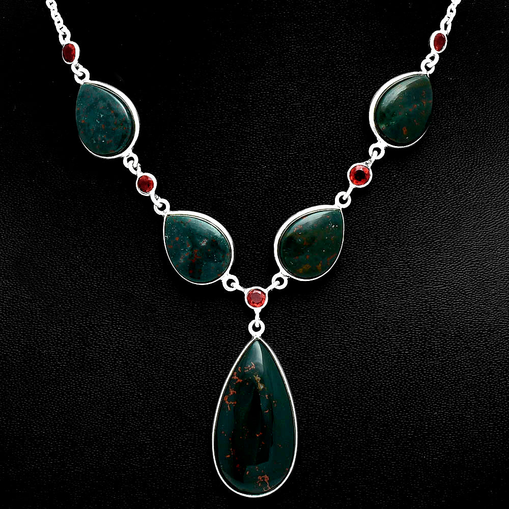 Premium Blood Stone - India & Garnet Necklace N-1022 58-EN10194