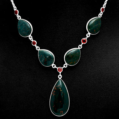 Premium Blood Stone - India & Garnet Necklace N-1022 58-EN10194