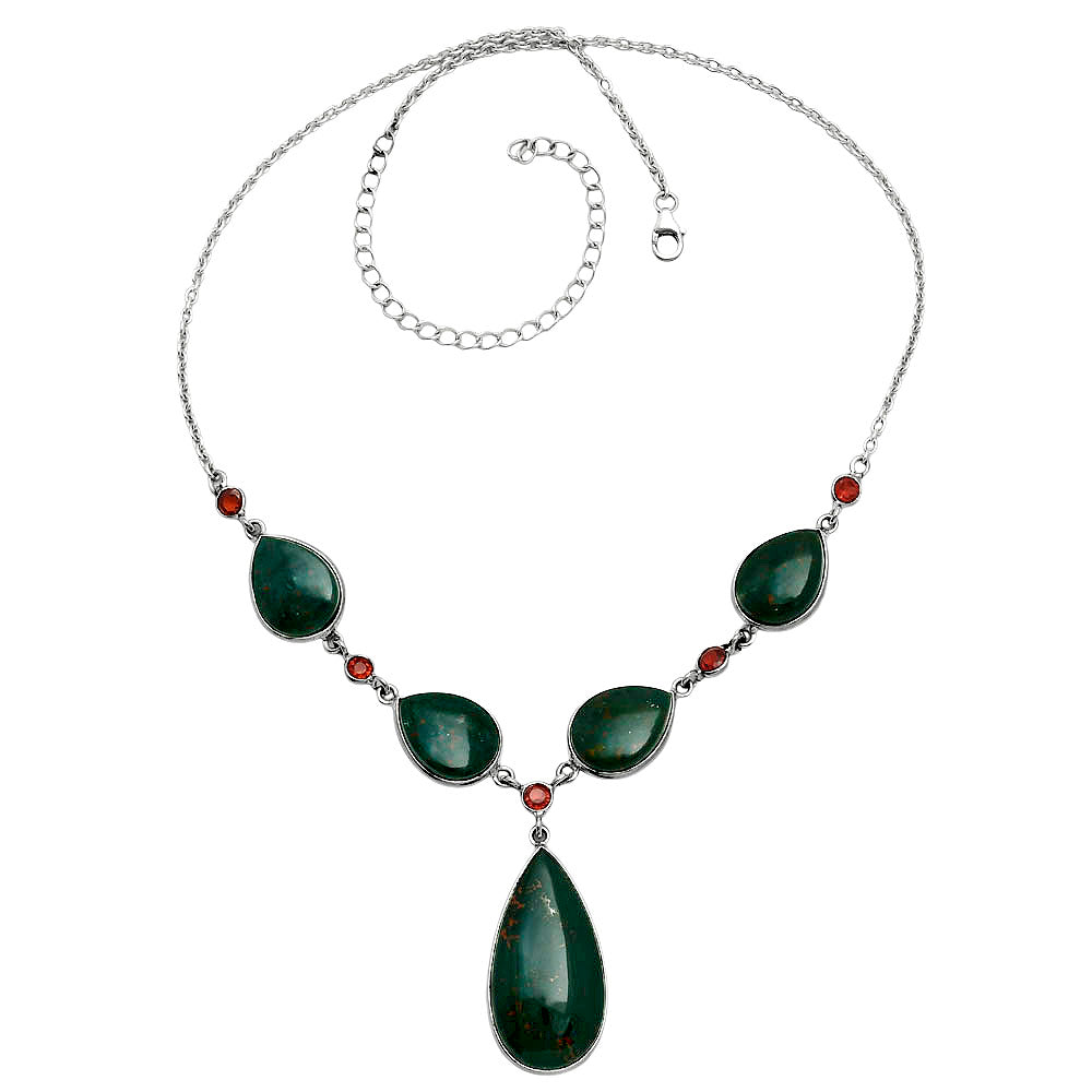 Premium Blood Stone - India & Garnet Necklace N-1022 58-EN10194