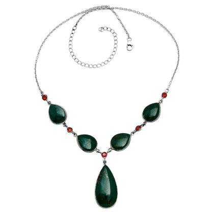 Premium Blood Stone - India & Garnet Necklace N-1022 58-EN10194