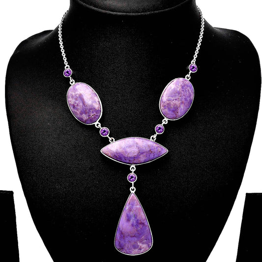Natural Lavender Jade & Amethyst Necklace N-1023 58-EN10197