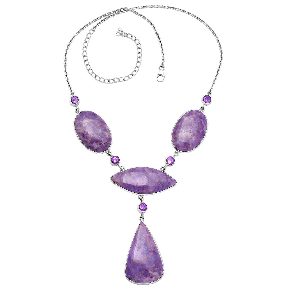 Natural Lavender Jade & Amethyst Necklace N-1023 58-EN10197
