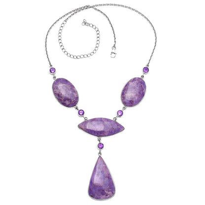 Natural Lavender Jade & Amethyst Necklace N-1023 58-EN10197