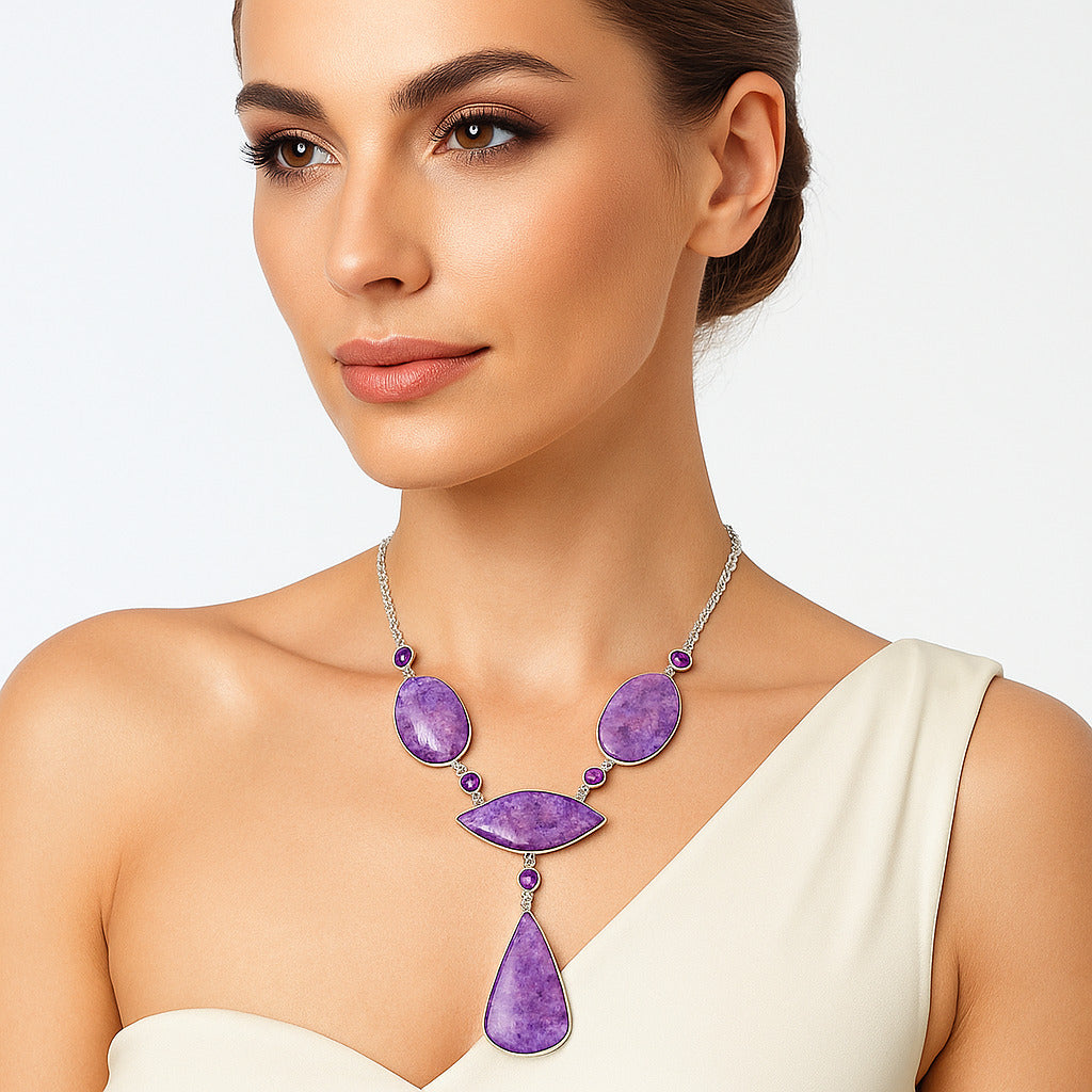 Natural Lavender Jade & Amethyst Necklace N-1023 58-EN10197
