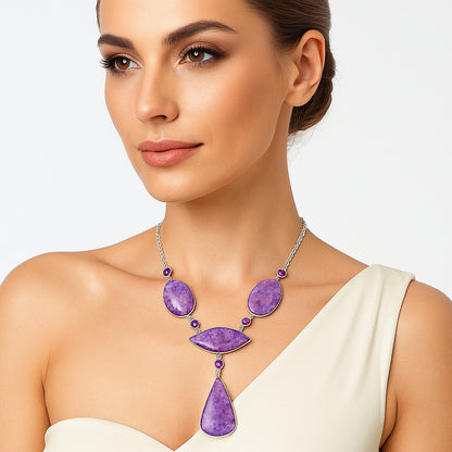 Natural Lavender Jade & Amethyst Necklace N-1023 58-EN10197