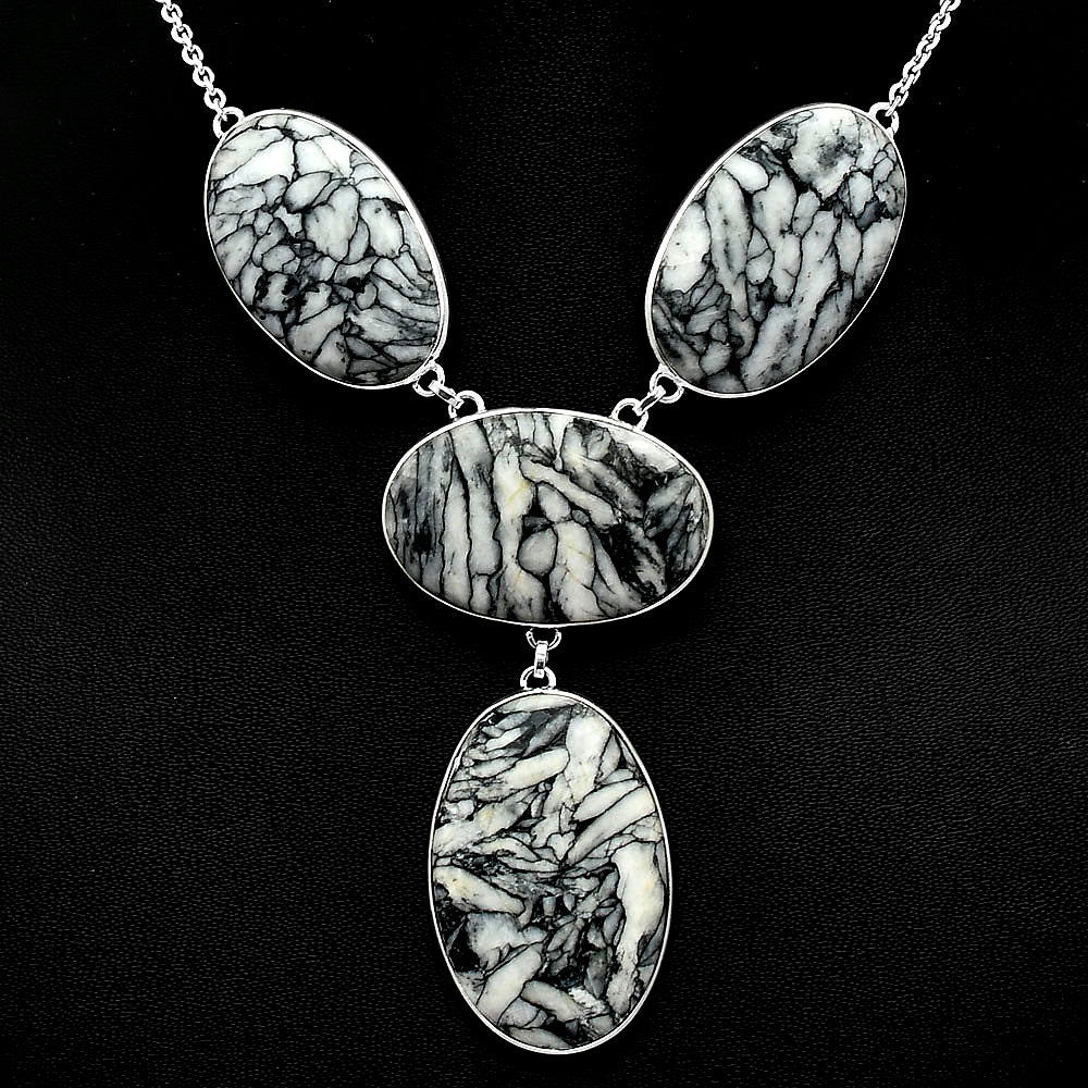 Natural Pinolith Stone Necklace N-1013 58-EN10204