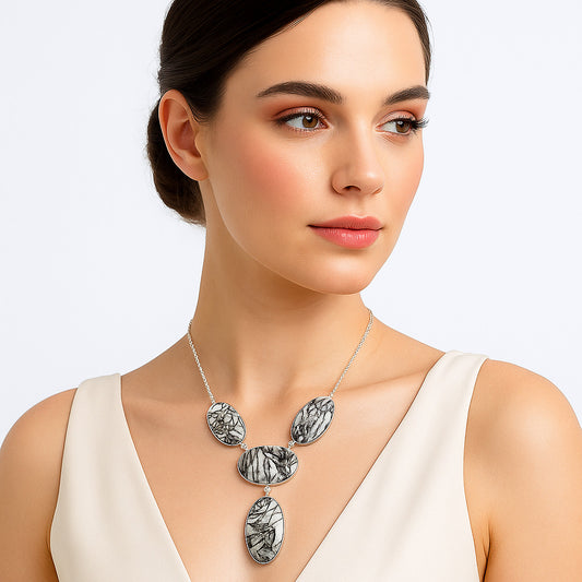 Natural Pinolith Stone Necklace N-1013 58-EN10204