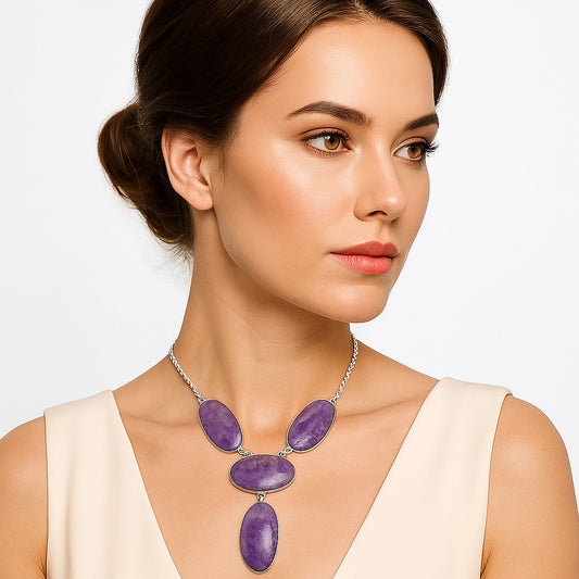 Natural Lavender Jade Necklace N-1013 58-EN10205