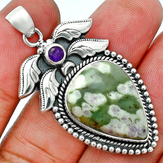 Premium Quality Peace Jade & Amethyst Pendant P-1740 58-EP10732