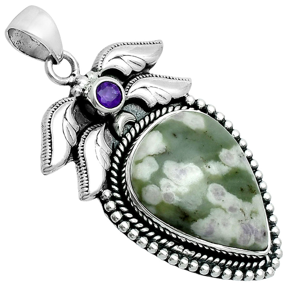 Premium Quality Peace Jade & Amethyst Pendant P-1740 58-EP10732