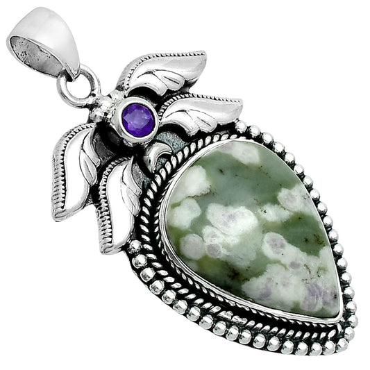 Premium Quality Peace Jade & Amethyst Pendant P-1740 58-EP10732
