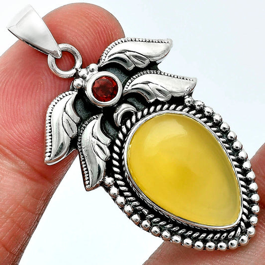 Premium Quality Yellow Onyx & Garnet Pendant P-1740 58-EP10733