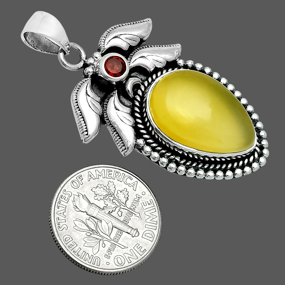 Premium Quality Yellow Onyx & Garnet Pendant P-1740 58-EP10733