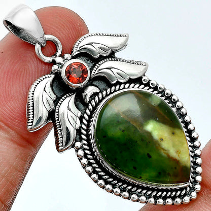 Premium Quality Chrome Chalcedony & Garnet Pendant P-1740 58-EP10736