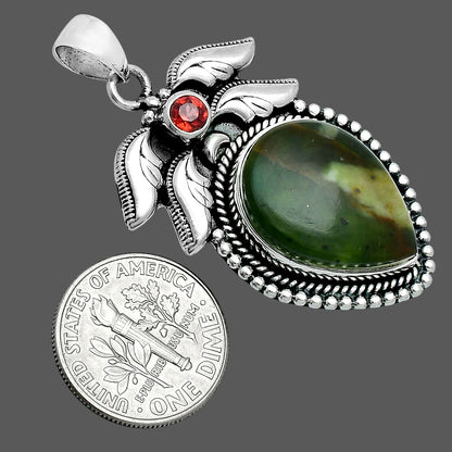 Premium Quality Chrome Chalcedony & Garnet Pendant P-1740 58-EP10736