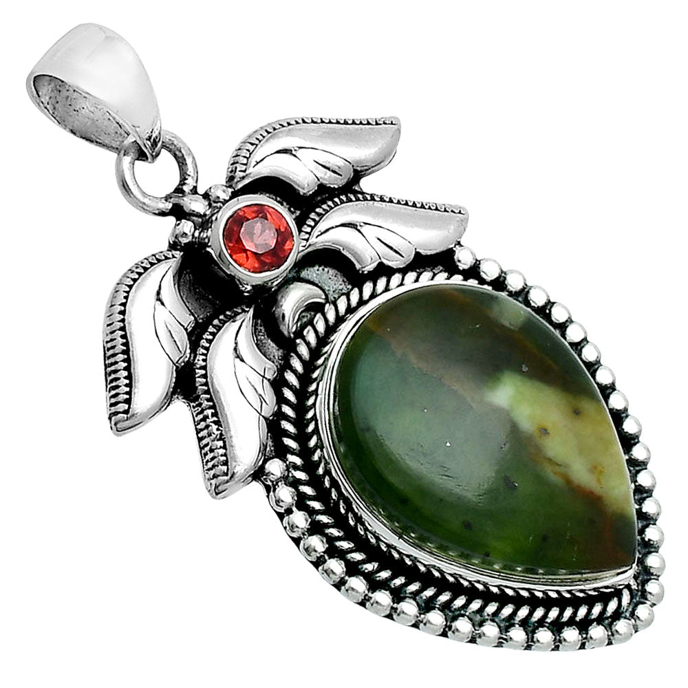 Premium Quality Chrome Chalcedony & Garnet Pendant P-1740 58-EP10736