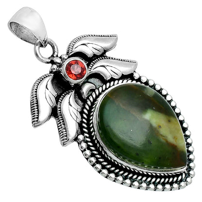 Premium Quality Chrome Chalcedony & Garnet Pendant P-1740 58-EP10736