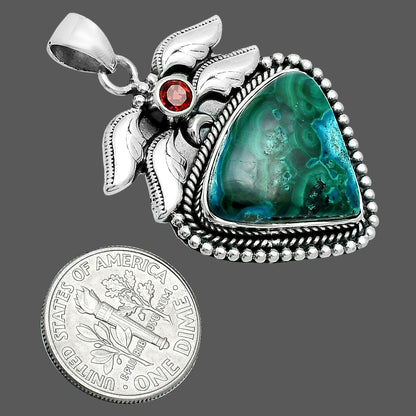 Premium Quality Azurite In Malachite & Garnet Pendant P-1740 58-EP10737
