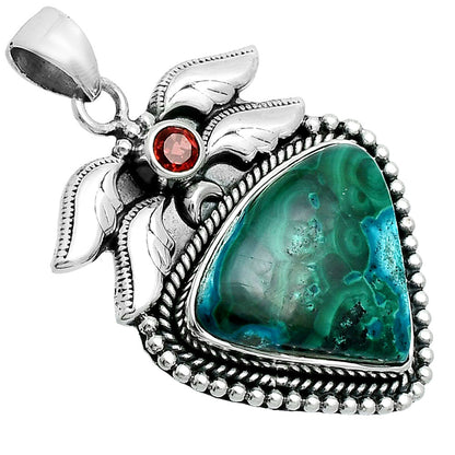 Premium Quality Azurite In Malachite & Garnet Pendant P-1740 58-EP10737